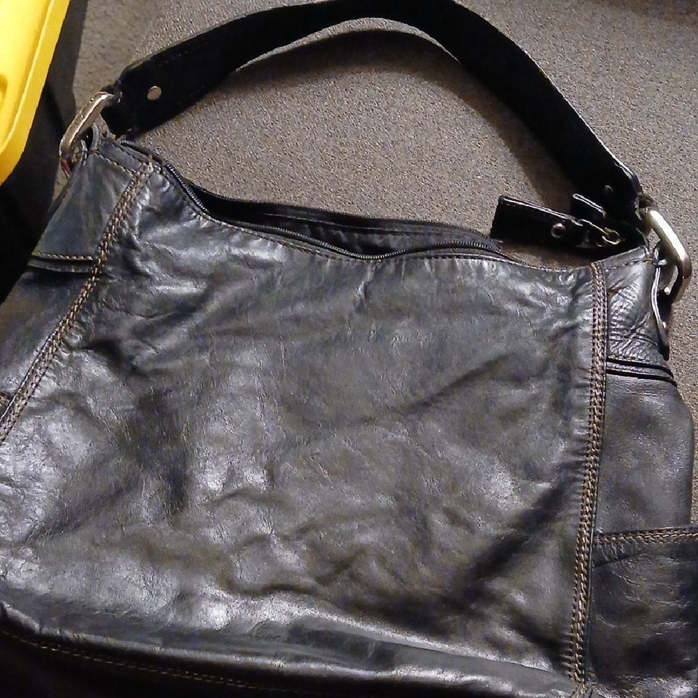 Fossil Black Leather Large Tote Style Bag / Purse